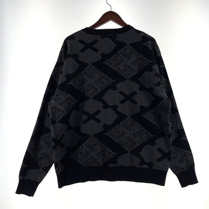 【中古品】【メンズ】 GAKKIN ガッキン × BUDSPOOL バッズプール 別注 コラボ JACQUARD SWEATER 花罰 ジャガードセーター 長袖 トップス ニット 147-260417-yo-08-tei サイズ：L カラー：ブラック/グレー 万代Net店