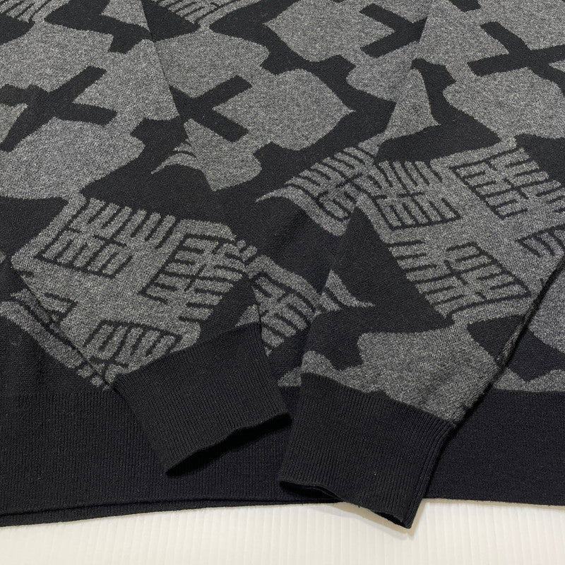 【中古品】【メンズ】 GAKKIN ガッキン × BUDSPOOL バッズプール 別注 コラボ JACQUARD SWEATER 花罰 ジャガードセーター 長袖 トップス ニット 147-260417-yo-08-tei サイズ：L カラー：ブラック/グレー 万代Net店