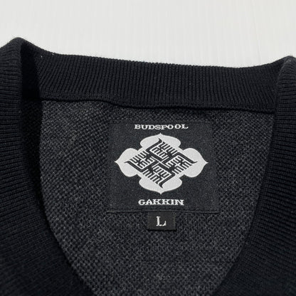 【中古品】【メンズ】 GAKKIN ガッキン × BUDSPOOL バッズプール 別注 コラボ JACQUARD SWEATER 花罰 ジャガードセーター 長袖 トップス ニット 147-260417-yo-08-tei サイズ：L カラー：ブラック/グレー 万代Net店