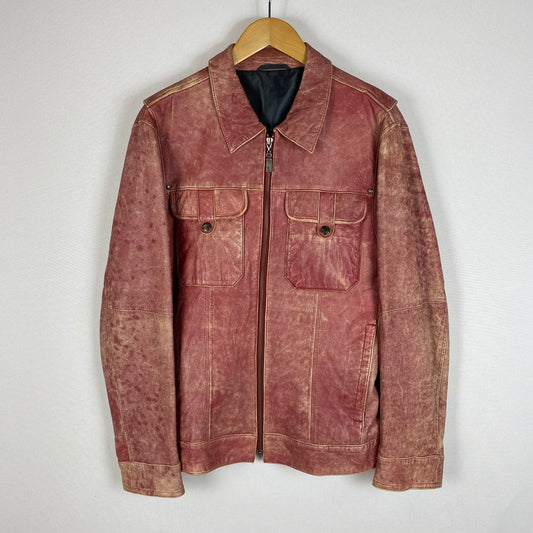 【現状渡し品】【メンズ】 BARASSI バラシ LAMB LEATHER JACKET ラム レザー ジャケット ライトアウター 147-260418-ks-13-tei サイズ：48 カラー：レッド 万代Net店