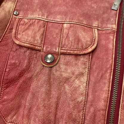 【現状渡し品】【メンズ】 BARASSI バラシ LAMB LEATHER JACKET ラム レザー ジャケット ライトアウター 147-260418-ks-13-tei サイズ：48 カラー：レッド 万代Net店