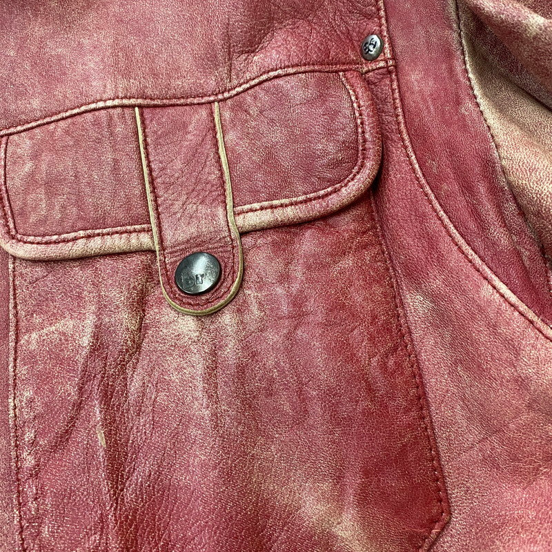 【現状渡し品】【メンズ】 BARASSI バラシ LAMB LEATHER JACKET ラム レザー ジャケット ライトアウター 147-260418-ks-13-tei サイズ：48 カラー：レッド 万代Net店