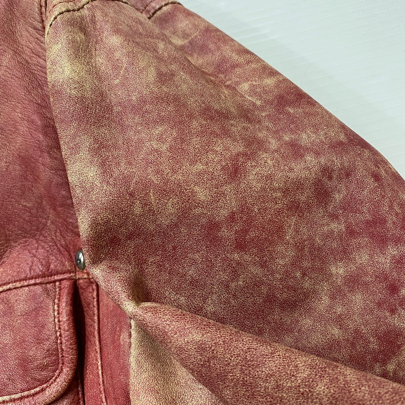 【現状渡し品】【メンズ】 BARASSI バラシ LAMB LEATHER JACKET ラム レザー ジャケット ライトアウター 147-260418-ks-13-tei サイズ：48 カラー：レッド 万代Net店