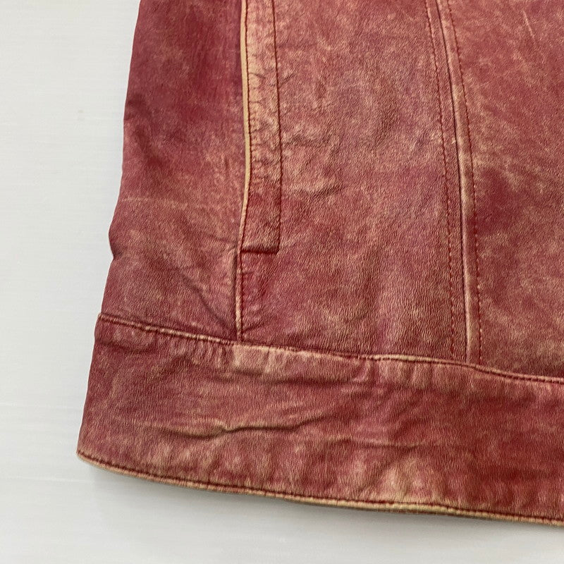 【現状渡し品】【メンズ】 BARASSI バラシ LAMB LEATHER JACKET ラム レザー ジャケット ライトアウター 147-260418-ks-13-tei サイズ：48 カラー：レッド 万代Net店