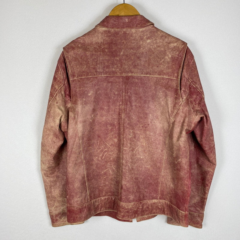 【現状渡し品】【メンズ】 BARASSI バラシ LAMB LEATHER JACKET ラム レザー ジャケット ライトアウター 147-260418-ks-13-tei サイズ：48 カラー：レッド 万代Net店
