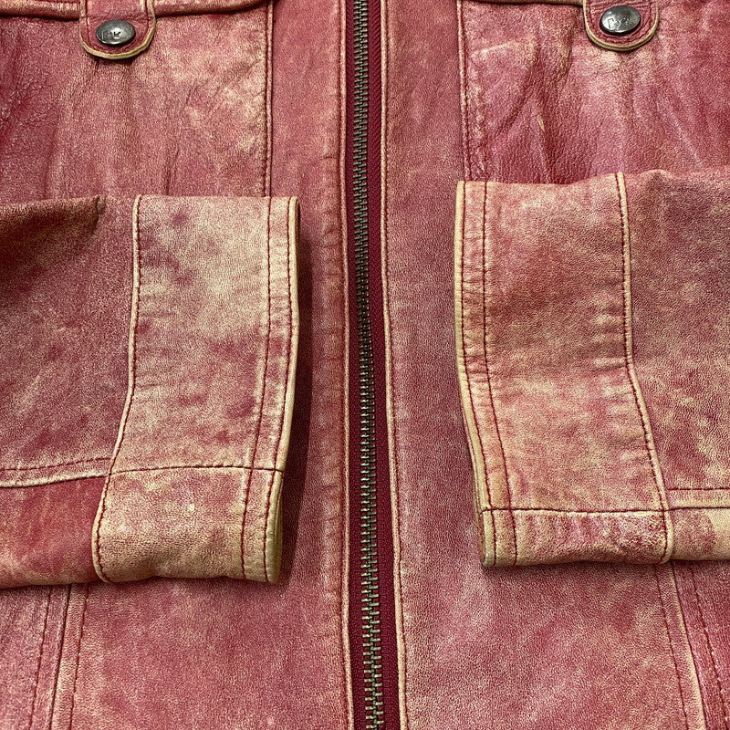 【現状渡し品】【メンズ】 BARASSI バラシ LAMB LEATHER JACKET ラム レザー ジャケット ライトアウター 147-260418-ks-13-tei サイズ：48 カラー：レッド 万代Net店