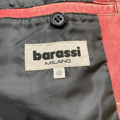 【現状渡し品】【メンズ】 BARASSI バラシ LAMB LEATHER JACKET ラム レザー ジャケット ライトアウター 147-260418-ks-13-tei サイズ：48 カラー：レッド 万代Net店