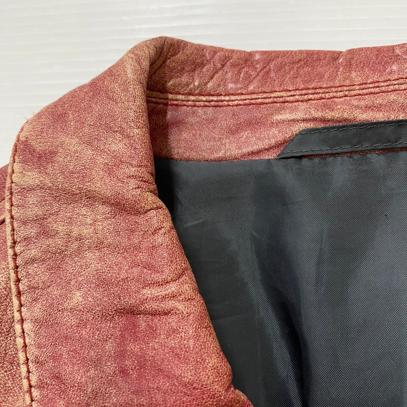 【現状渡し品】【メンズ】 BARASSI バラシ LAMB LEATHER JACKET ラム レザー ジャケット ライトアウター 147-260418-ks-13-tei サイズ：48 カラー：レッド 万代Net店