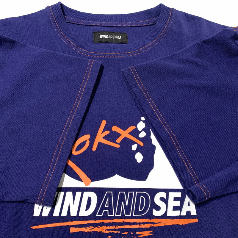【中古品】【メンズ】 WINDANDSEA ウィンダンシー × ROKX ロックス 別注 コラボ FRONT LOGO TEE WDS-C-ROK-24-Q3-06 フロントロゴ Tシャツ 半袖 トップス 142-260703-yo-11-tei サイズ：M カラー：ネイビー 万代Net店