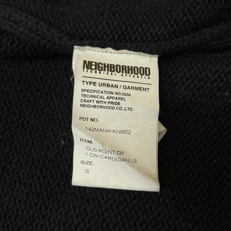 【中古品】【メンズ】 NEIGHBORHOOD ネイバーフッド 14AW OLD POINT W-CARDIGAN.LS 142MANH-KNM02 オールド ポイント カーディガン トップス ニット ボタンダウン 142-260418-ko-03-tei サイズ：S カラー：ブラック 万代Net店