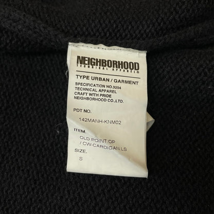 【中古品】【メンズ】 NEIGHBORHOOD ネイバーフッド 14AW OLD POINT W-CARDIGAN.LS 142MANH-KNM02 オールド ポイント カーディガン トップス ニット ボタンダウン 142-260418-ko-03-tei サイズ：S カラー：ブラック 万代Net店