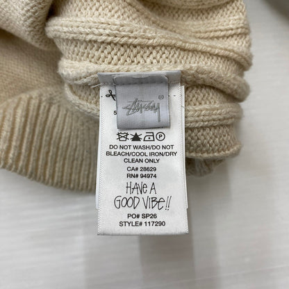 【中古品】【メンズ】 STRIPE RAGLAN CREW 117290 ストライプ ラグラン クルー トップス ニット 142-260420-KS-15-tei サイズ：S/※汚れ有 カラー：ベージュ×ブルー 万代Net店