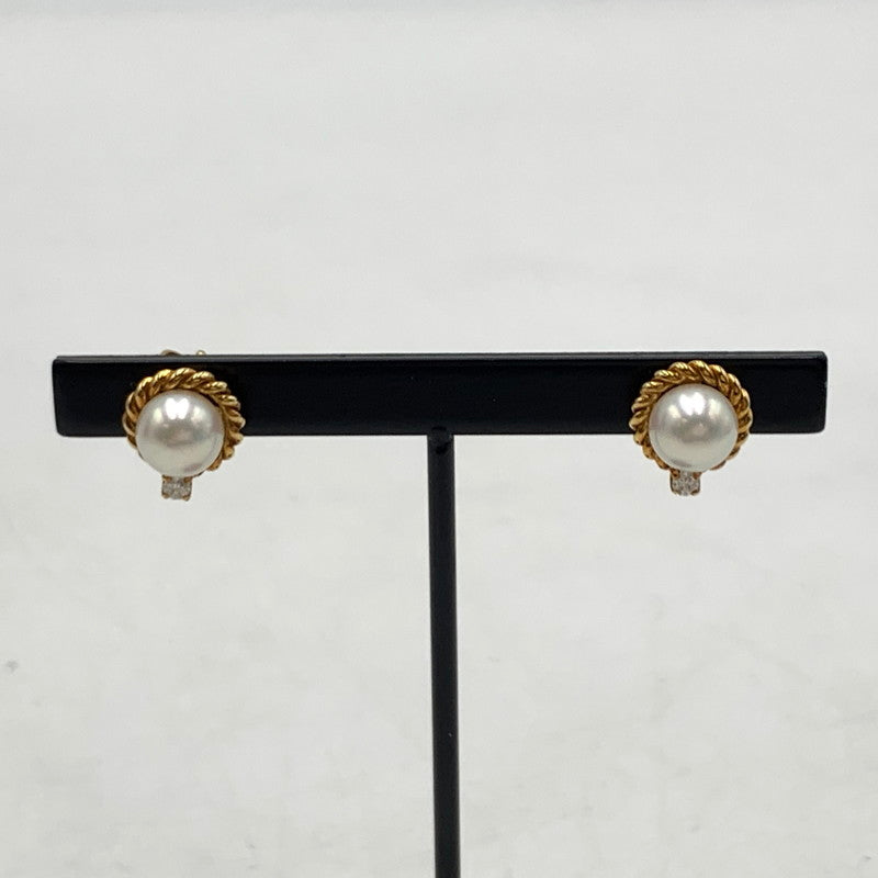 【中古品】【レディース】 MIKIMOTO ミキモト EARRING イヤリング ピアス アクセサリー アコヤ真珠 ダイヤモンド K18 192-260503-ko-23-tei カラー：ゴールド 万代Net店