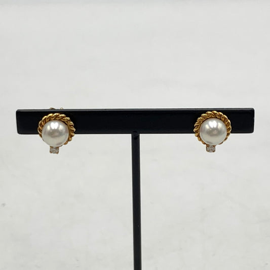 【中古品】【レディース】 MIKIMOTO ミキモト EARRING イヤリング ピアス アクセサリー アコヤ真珠 ダイヤモンド K18 192-260503-ko-23-tei カラー：ゴールド 万代Net店