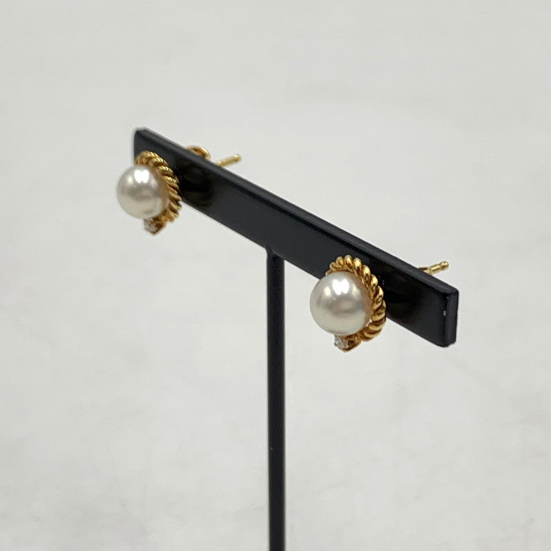 【中古品】【レディース】 MIKIMOTO ミキモト EARRING イヤリング ピアス アクセサリー アコヤ真珠 ダイヤモンド K18 192-260503-ko-23-tei カラー：ゴールド 万代Net店