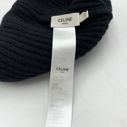 【中古品】【メンズ】 CELINE セリーヌ LOGO KNIT CAP AA0H92I93 ロゴ ニット キャップ 帽子 カシミヤ混ウール 183-260522-ko-01-tei サイズ：TU カラー：ブラック 万代Net店