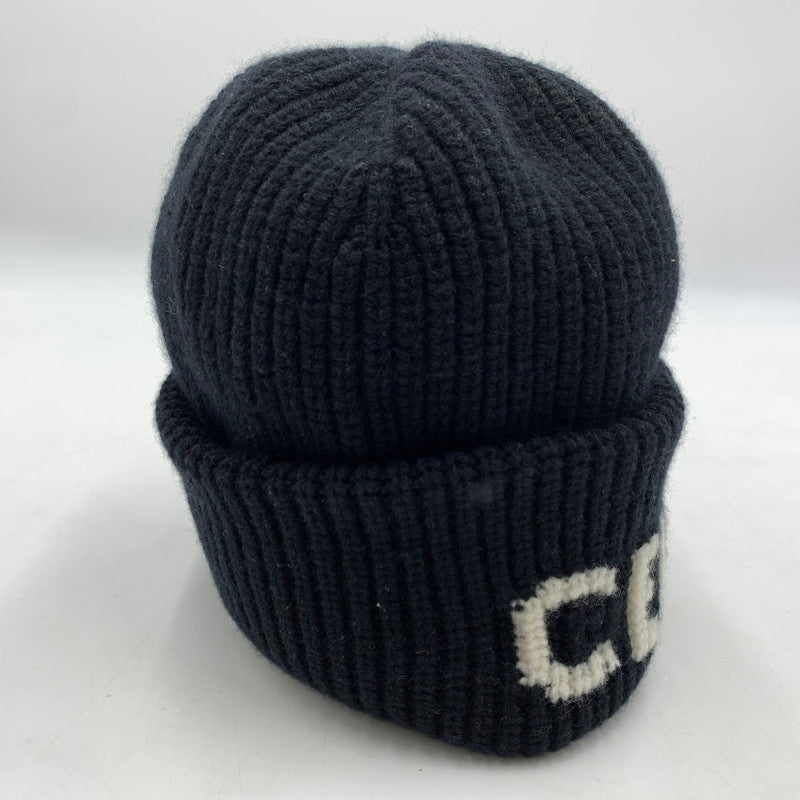 【中古品】【メンズ】 CELINE セリーヌ LOGO KNIT CAP AA0H92I93 ロゴ ニット キャップ 帽子 カシミヤ混ウール 183-260522-ko-01-tei サイズ：TU カラー：ブラック 万代Net店
