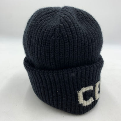 【中古品】【メンズ】 CELINE セリーヌ LOGO KNIT CAP AA0H92I93 ロゴ ニット キャップ 帽子 カシミヤ混ウール 183-260522-ko-01-tei サイズ：TU カラー：ブラック 万代Net店