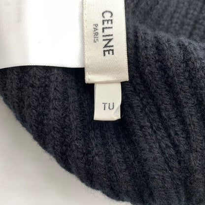 【中古品】【メンズ】 CELINE セリーヌ LOGO KNIT CAP AA0H92I93 ロゴ ニット キャップ 帽子 カシミヤ混ウール 183-260522-ko-01-tei サイズ：TU カラー：ブラック 万代Net店