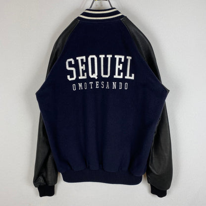【中古品】【メンズ】 SEQUEL シークエル LEATHER STUDIUM JACKET レザー スタジアム ジャケット ライトアウター スタジャン 142-260422-ks-09-tei サイズ：M カラー：ネイビー 万代Net店