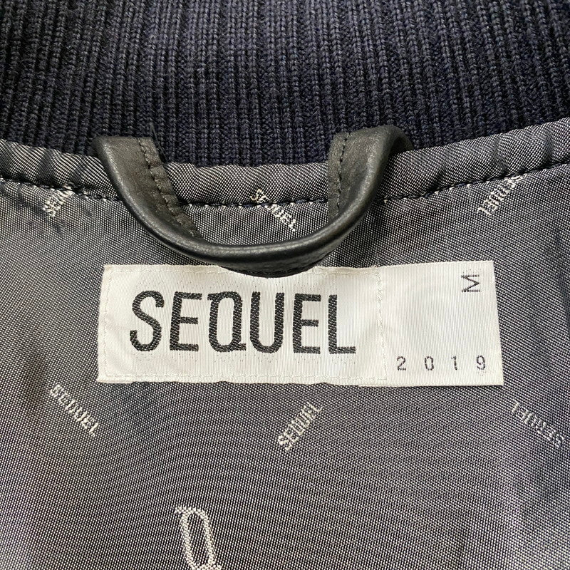 【中古品】【メンズ】 SEQUEL シークエル LEATHER STUDIUM JACKET レザー スタジアム ジャケット ライトアウター スタジャン 142-260422-ks-09-tei サイズ：M カラー：ネイビー 万代Net店