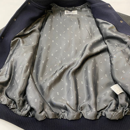 【中古品】【メンズ】 SEQUEL シークエル LEATHER STUDIUM JACKET レザー スタジアム ジャケット ライトアウター スタジャン 142-260422-ks-09-tei サイズ：M カラー：ネイビー 万代Net店