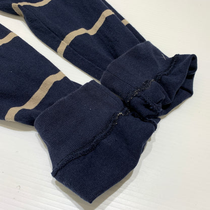 【中古品】【メンズ】 HUF ハフ DROP OUT STRIPE CREW ドロップ アウト ストライプ クルー Tシャツ 長袖 トップス 142-260720-ko-07-tei サイズ：M カラー：ネイビー 万代Net店