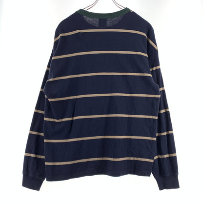 【中古品】【メンズ】 HUF ハフ DROP OUT STRIPE CREW ドロップ アウト ストライプ クルー Tシャツ 長袖 トップス 142-260720-ko-07-tei サイズ：M カラー：ネイビー 万代Net店