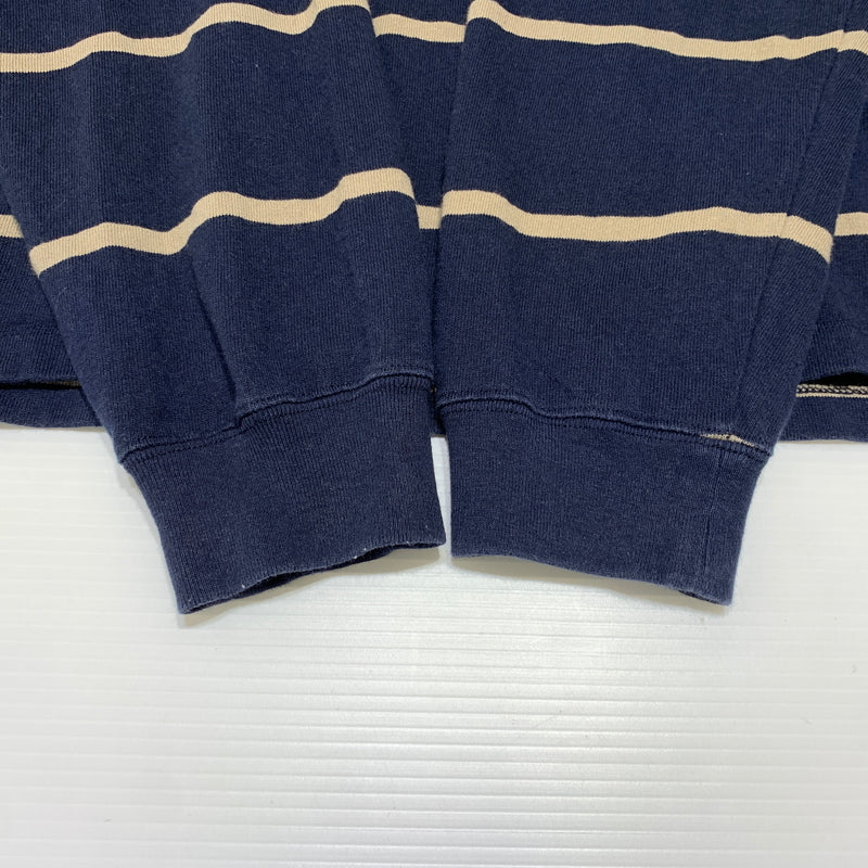 【中古品】【メンズ】 HUF ハフ DROP OUT STRIPE CREW ドロップ アウト ストライプ クルー Tシャツ 長袖 トップス 142-260720-ko-07-tei サイズ：M カラー：ネイビー 万代Net店