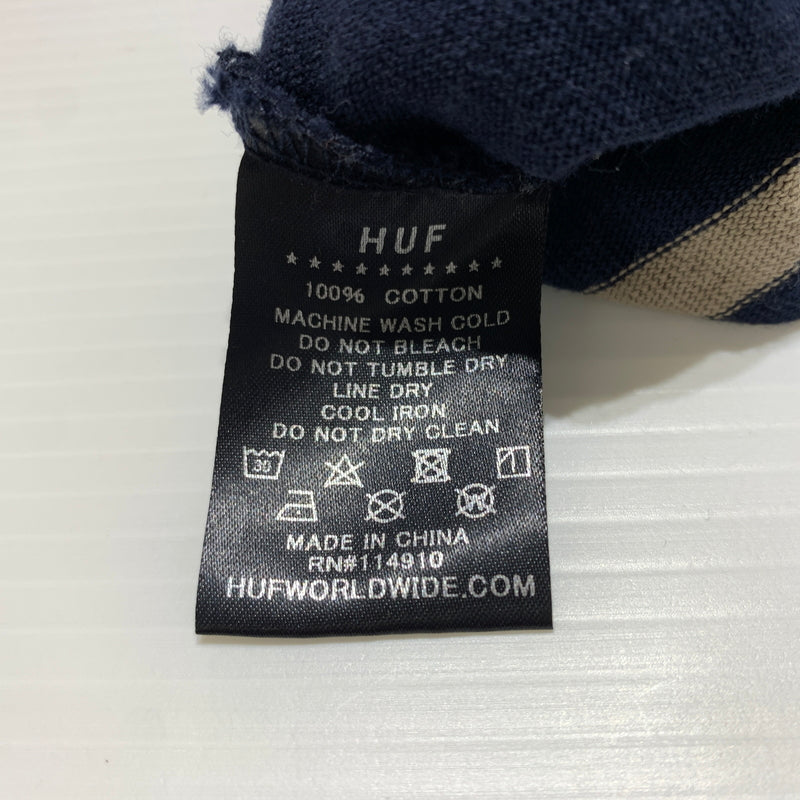 【中古品】【メンズ】 HUF ハフ DROP OUT STRIPE CREW ドロップ アウト ストライプ クルー Tシャツ 長袖 トップス 142-260720-ko-07-tei サイズ：M カラー：ネイビー 万代Net店