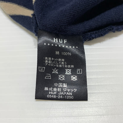 【中古品】【メンズ】 HUF ハフ DROP OUT STRIPE CREW ドロップ アウト ストライプ クルー Tシャツ 長袖 トップス 142-260720-ko-07-tei サイズ：M カラー：ネイビー 万代Net店