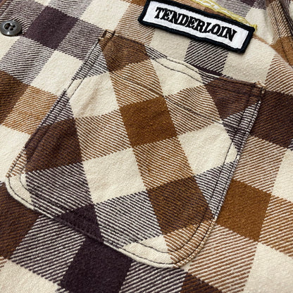 【現状渡し品】【メンズ】 TENDERLOIN テンダーロイン T-FLANNEL CHECK SHIRT フランネル チェック シャツ 長袖 トップス 142-260507-ks-24-tei サイズ：M カラー：ブラウン 万代Net店