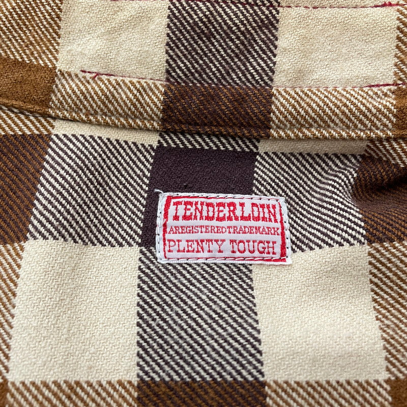 【現状渡し品】【メンズ】 TENDERLOIN テンダーロイン T-FLANNEL CHECK SHIRT フランネル チェック シャツ 長袖 トップス 142-260507-ks-24-tei サイズ：M カラー：ブラウン 万代Net店