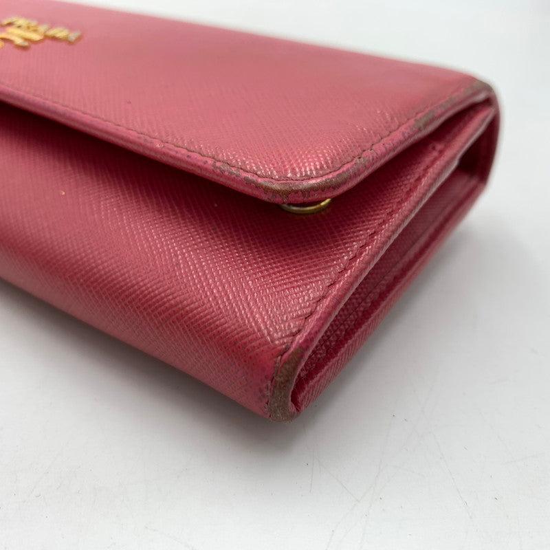 【現状渡し品】【レディース】 PRADA プラダ サフィアーノ レザー ウォレット 長財布 ロングウォレット 181-260503-ko-07-tei カラー：ピンク 万代Net店