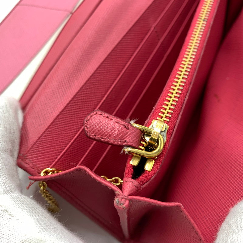 【現状渡し品】【レディース】 PRADA プラダ サフィアーノ レザー ウォレット 長財布 ロングウォレット 181-260503-ko-07-tei カラー：ピンク 万代Net店