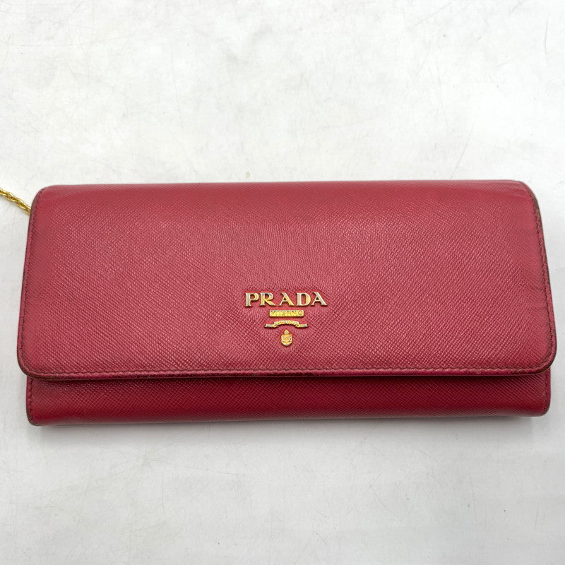【現状渡し品】【レディース】 PRADA プラダ サフィアーノ レザー ウォレット 長財布 ロングウォレット 181-260503-ko-07-tei カラー：ピンク 万代Net店