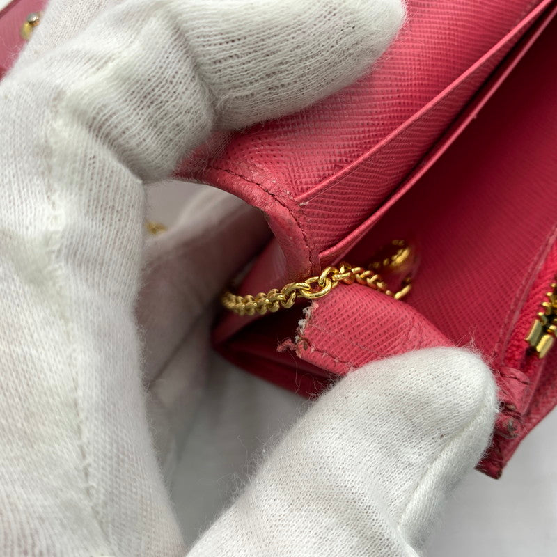 【現状渡し品】【レディース】 PRADA プラダ サフィアーノ レザー ウォレット 長財布 ロングウォレット 181-260503-ko-07-tei カラー：ピンク 万代Net店