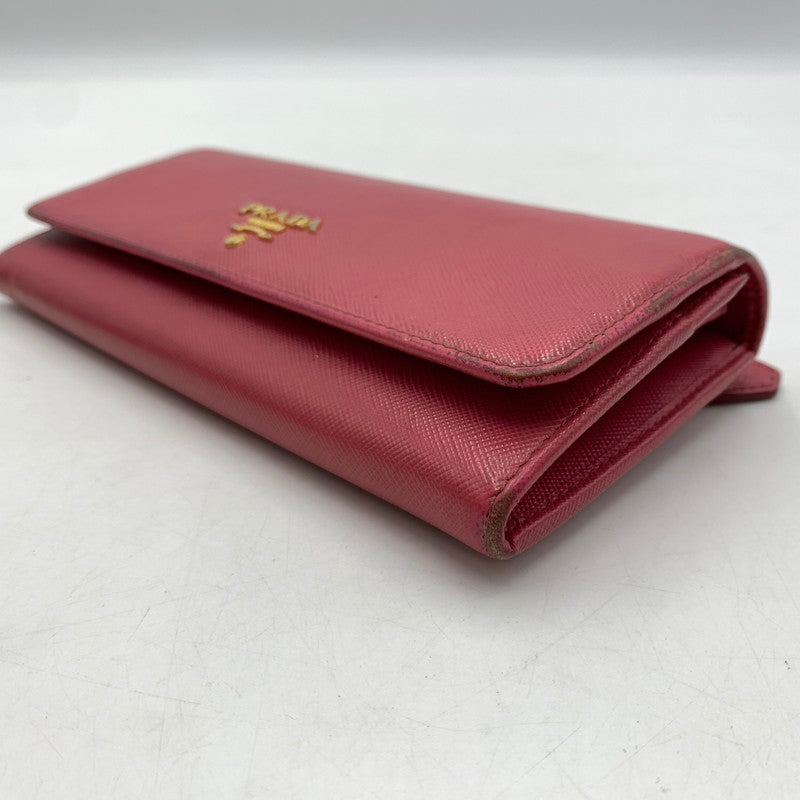 【現状渡し品】【レディース】 PRADA プラダ サフィアーノ レザー ウォレット 長財布 ロングウォレット 181-260503-ko-07-tei カラー：ピンク 万代Net店