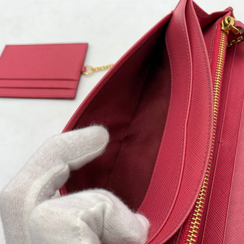 【現状渡し品】【レディース】 PRADA プラダ サフィアーノ レザー ウォレット 長財布 ロングウォレット 181-260503-ko-07-tei カラー：ピンク 万代Net店