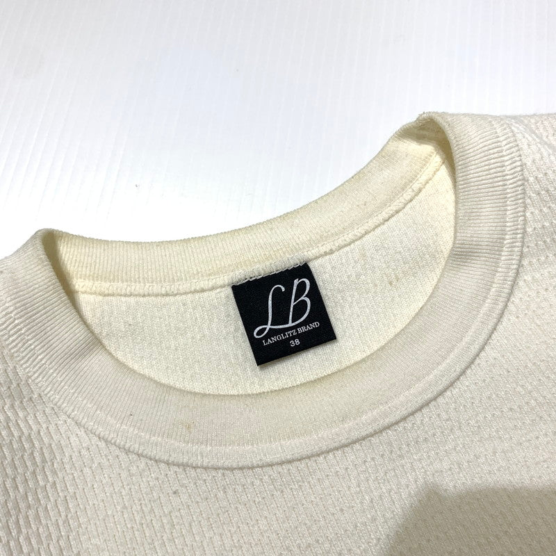 【現状渡し品】【メンズ】 LANGLITZ LEATHERS ラングリッツレザー LONG SLEEVE THERMAL T-SHIRTS ロングスリーブ サーマル Tシャツ 長袖 トップス 145-260703-yo-14-tei サイズ：38 カラー：ホワイト 万代Net店