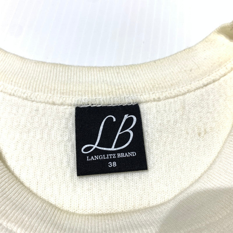 【現状渡し品】【メンズ】 LANGLITZ LEATHERS ラングリッツレザー LONG SLEEVE THERMAL T-SHIRTS ロングスリーブ サーマル Tシャツ 長袖 トップス 145-260703-yo-14-tei サイズ：38 カラー：ホワイト 万代Net店