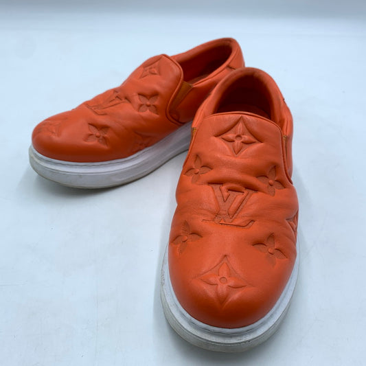 【中古品】【メンズ】 LOUIS VUITTON ルイ・ヴィトン LD0242 ビバリーヒルズライン レザー スリッポン 靴 179-260522-ko-02-tei サイズ：7.5 カラー：オレンジ 万代Net店