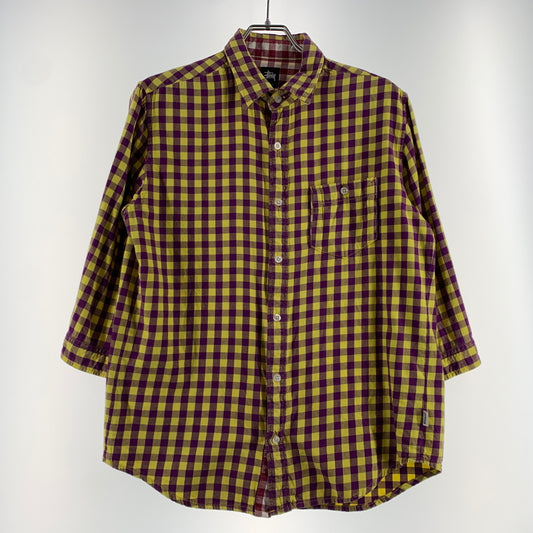 【中古品】【メンズ】 STUSSY ステューシー CHECK 3/4 SLEEVE SHIRT チェック 3/4 スリーブ シャツ トップス 七分袖 142-260720-ko-02-tei サイズ：M カラー：マルチ 万代Net店