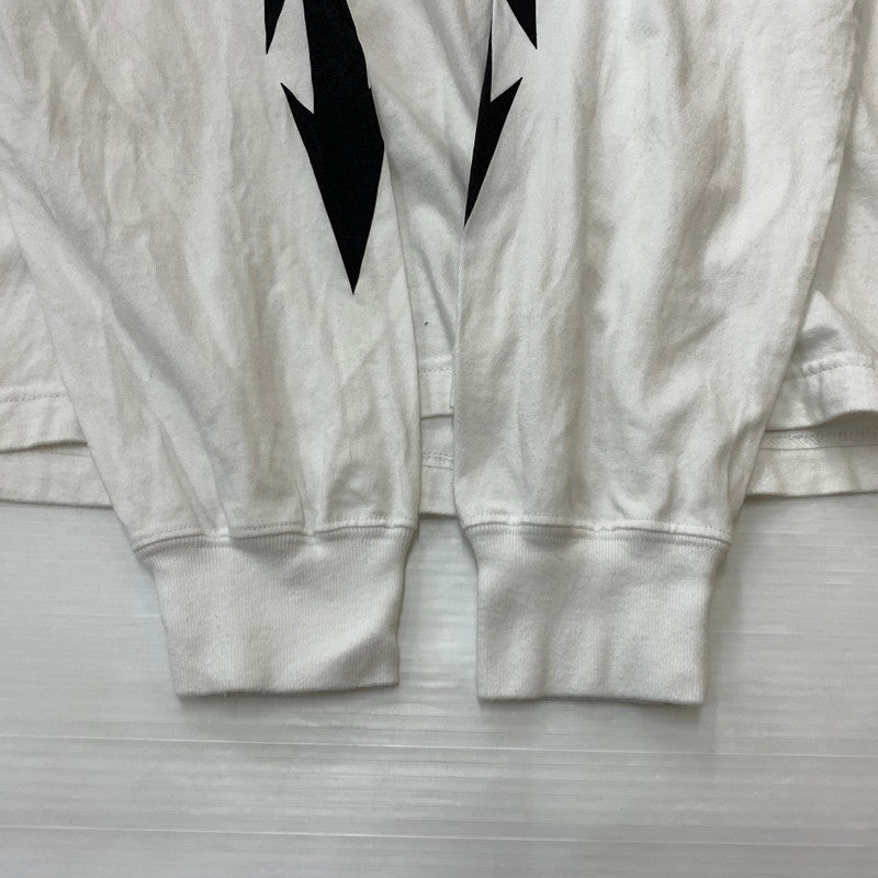 【中古品】【メンズ】 NEIGHBORHOOD ネイバーフッド THUNDER PRINT L/S TEE 242PCNH-LT16 サンダー プリント ロングスリーブ Tシャツ トップス 長袖 142-260423-ko-03-tei サイズ：M カラー：ホワイト 万代Net店
