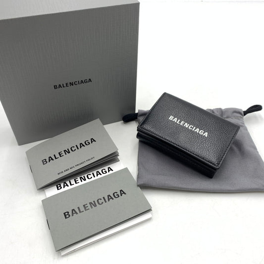 【中古品】【メンズ】 BALENCIAGA バレンシアガ COMPACT WALLET 594312 コンパクト ウォレット 財布 ミニウォレット 三つ折り 181-260503-ko-06-tei カラー：ブラック 万代Net店