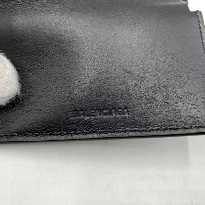 【中古品】【メンズ】 BALENCIAGA バレンシアガ COMPACT WALLET 594312 コンパクト ウォレット 財布 ミニウォレット 三つ折り 181-260503-ko-06-tei カラー：ブラック 万代Net店