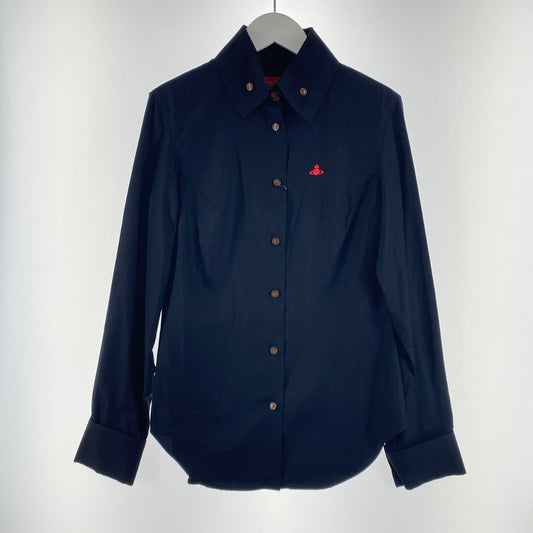 【中古美品】【レディース】 VIVIENNE WESTWOOD RED LABEL ヴィヴィアンウエストウッド 6116M オーブ ワンポイント 長袖シャツ 168-260810-nm-50-tei サイズ：3 カラー：ブラック 万代Net店