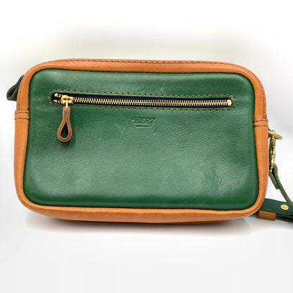 【中古品】【メンズ】 HERZ ヘルツ LEATHER SHOULDER BAG レザーショルダーバッグ カバン セカンドバッグ 188-260723-ko-05-tei カラー：グリーン系 万代Net店