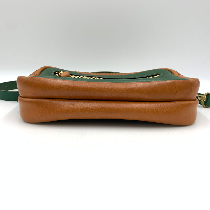 【中古品】【メンズ】 HERZ ヘルツ LEATHER SHOULDER BAG レザーショルダーバッグ カバン セカンドバッグ 188-260723-ko-05-tei カラー：グリーン系 万代Net店