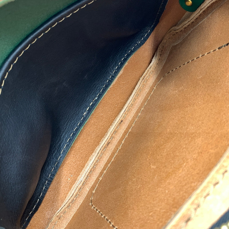【中古品】【メンズ】 HERZ ヘルツ LEATHER SHOULDER BAG レザーショルダーバッグ カバン セカンドバッグ 188-260723-ko-05-tei カラー：グリーン系 万代Net店